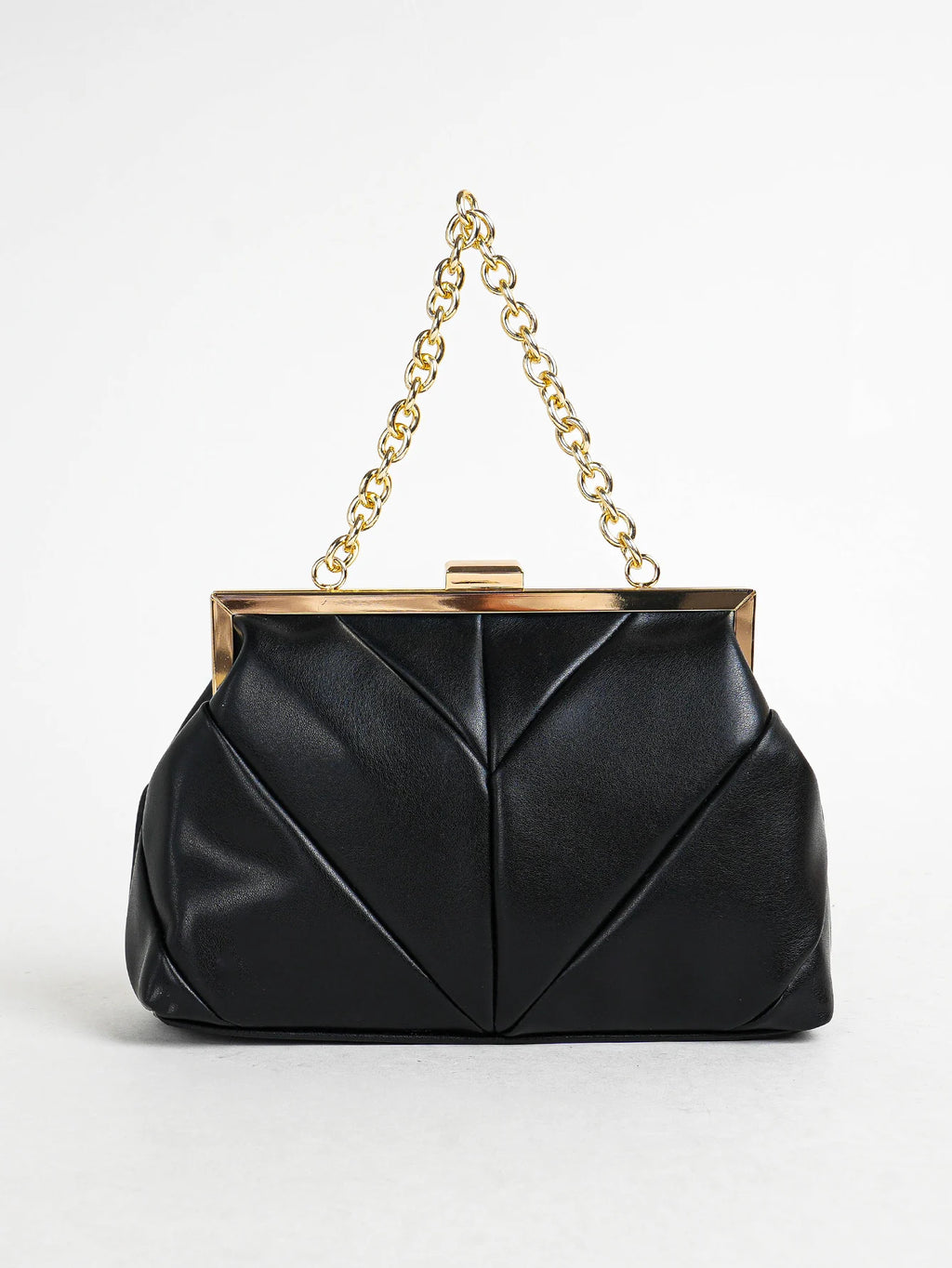 1 PC Matallic PU Leather Elegant Pleated Kiss-Lock Closure Evening Bag,Shinny Metal Chain Holder Frame Cross Body Clutch Bag,Kis