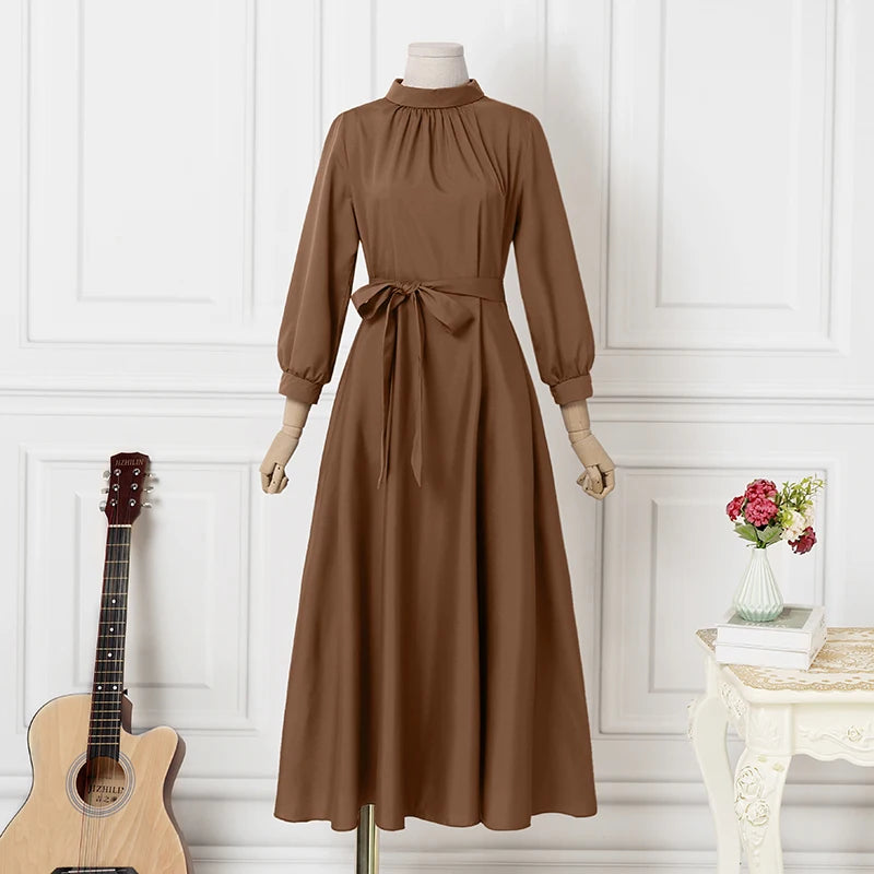 Dress Autumn Solid Party Holiday Maxi Dresses Vestidos Femme Vintage Robe