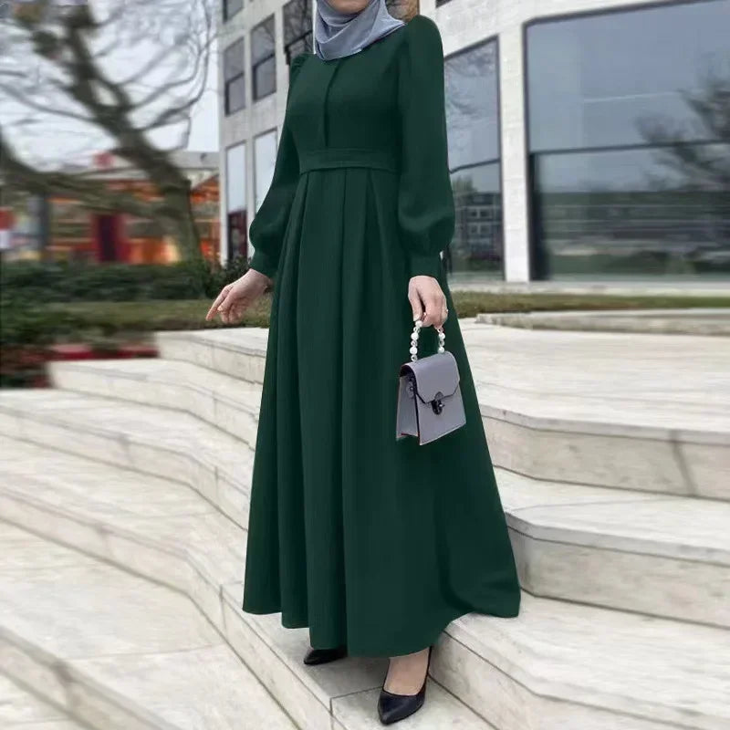 Dress Women Maxi Long Dress Casual Solid Eid Mubarek Ramadan Sundress