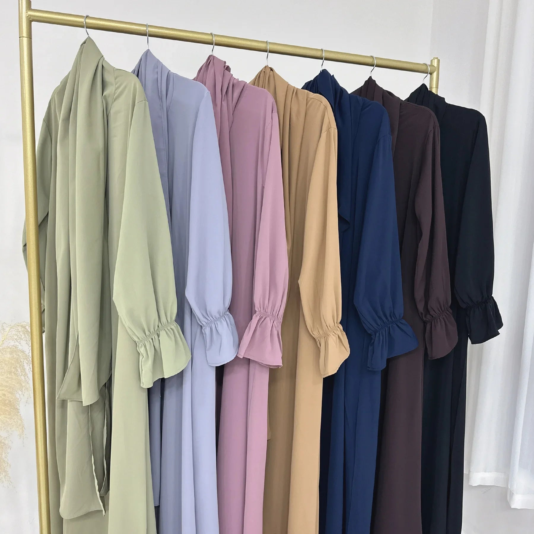 Eid Abaya with Integrated Hijab Scarf Zipper Front Islamic Jilbab One Piece Muslim Women Dress Prayer Clothes Dubai Ramadan