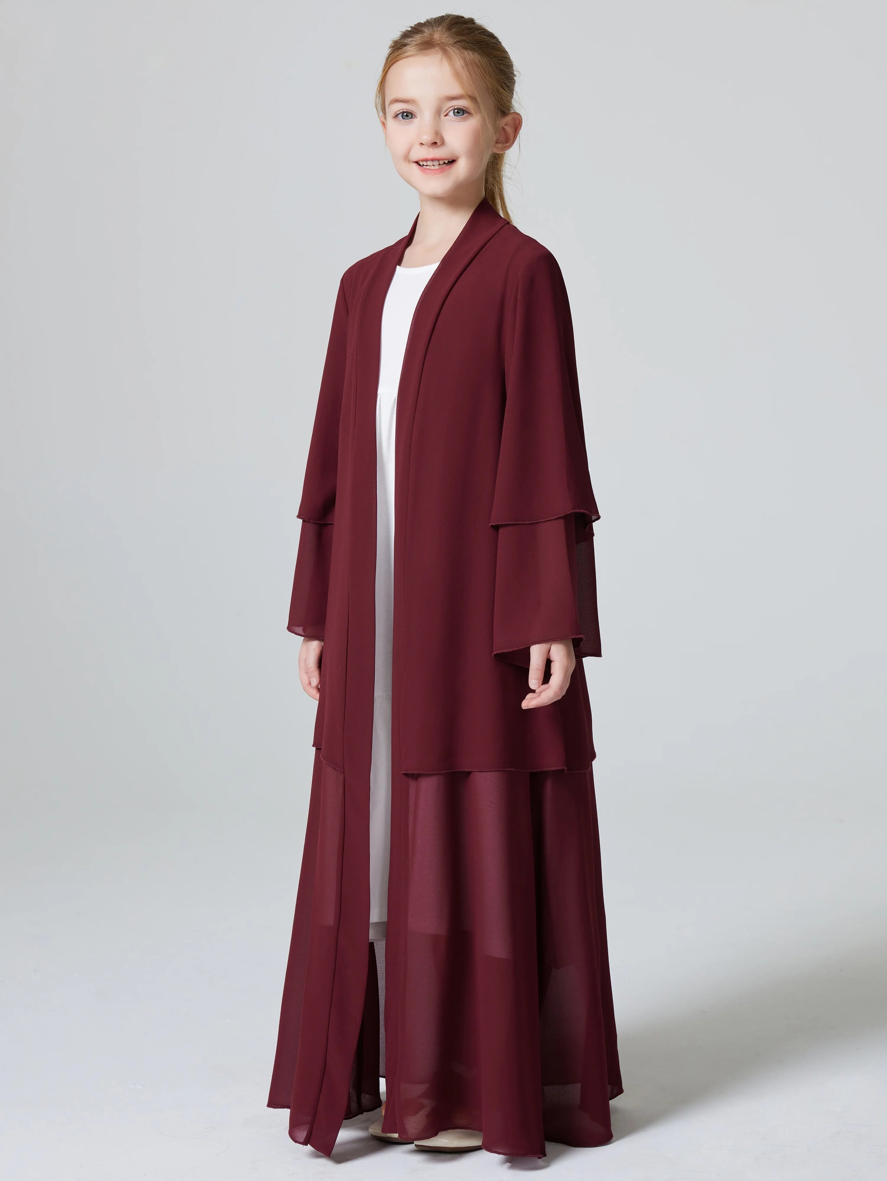 Ramadan  Muslim kids Girls Abaya Solid Long Kaftan abaya enfant Robe Dress Kebaya Kids Clothes For Gift (Without Hijab)