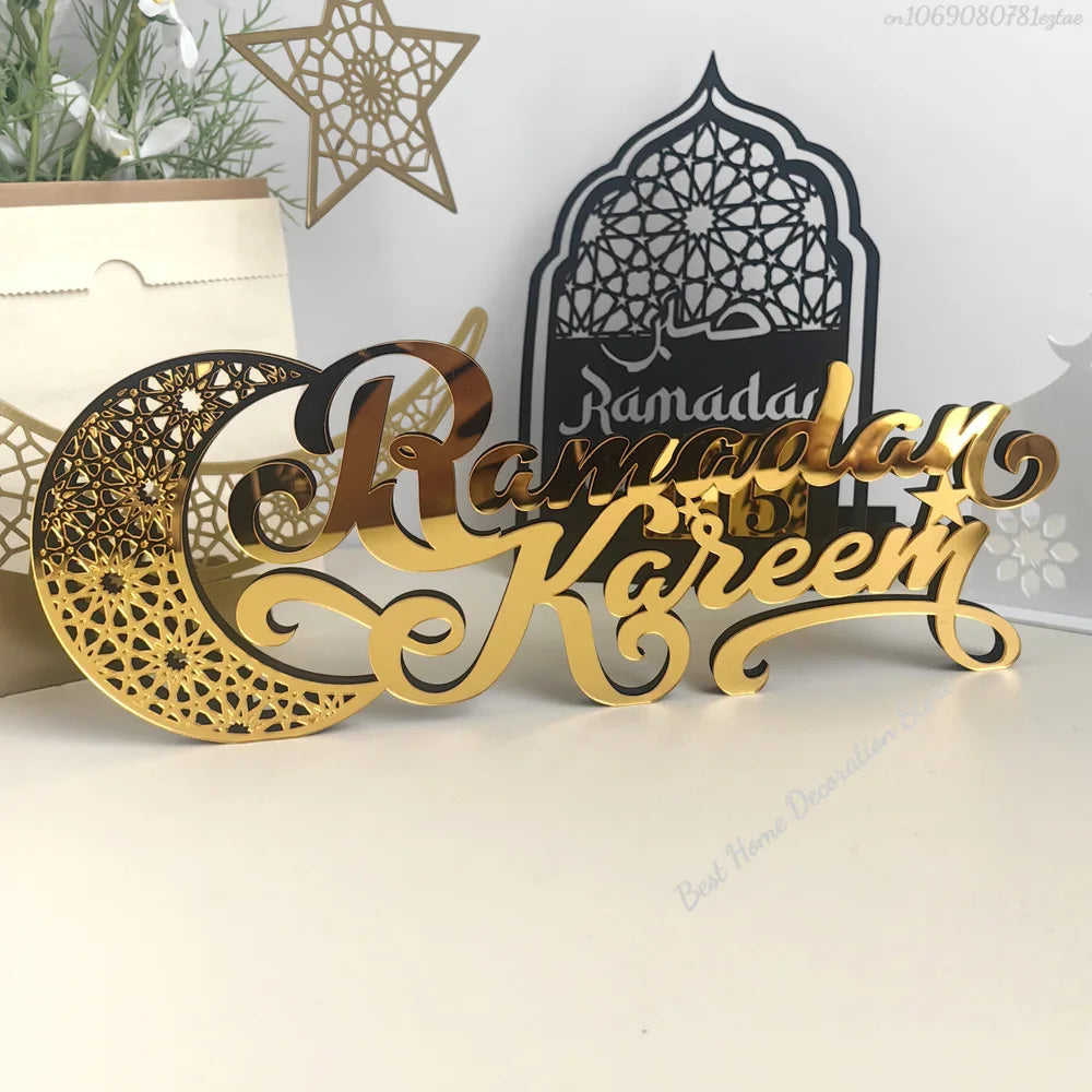 Ramadan Bismillah Acrylic Wooden Ornament Eid Mubarak Home Decoration Islamic Muslim Party Supplies Alhamdulillah Mashallah 2025