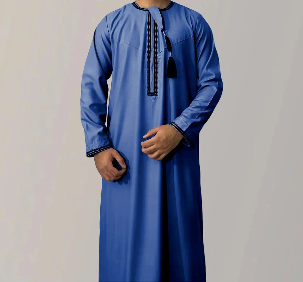 Muslim Men Long Sleeve Pullover Abaya Daffah Jubba Thobe Kaftan Prayer Robe Casual Islam Clothing for Pakistan Saudi Arabia Afghanistan