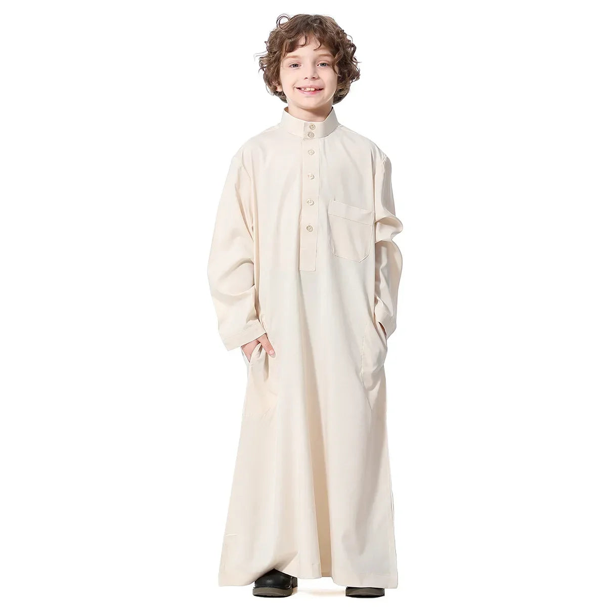 Muslim Saudi Arab Boys Robe Kids Abaya Kaftan Prayer Islam Ramadan Clothing Long Sleeve Thobe Middle East Teenage Dress Dubai