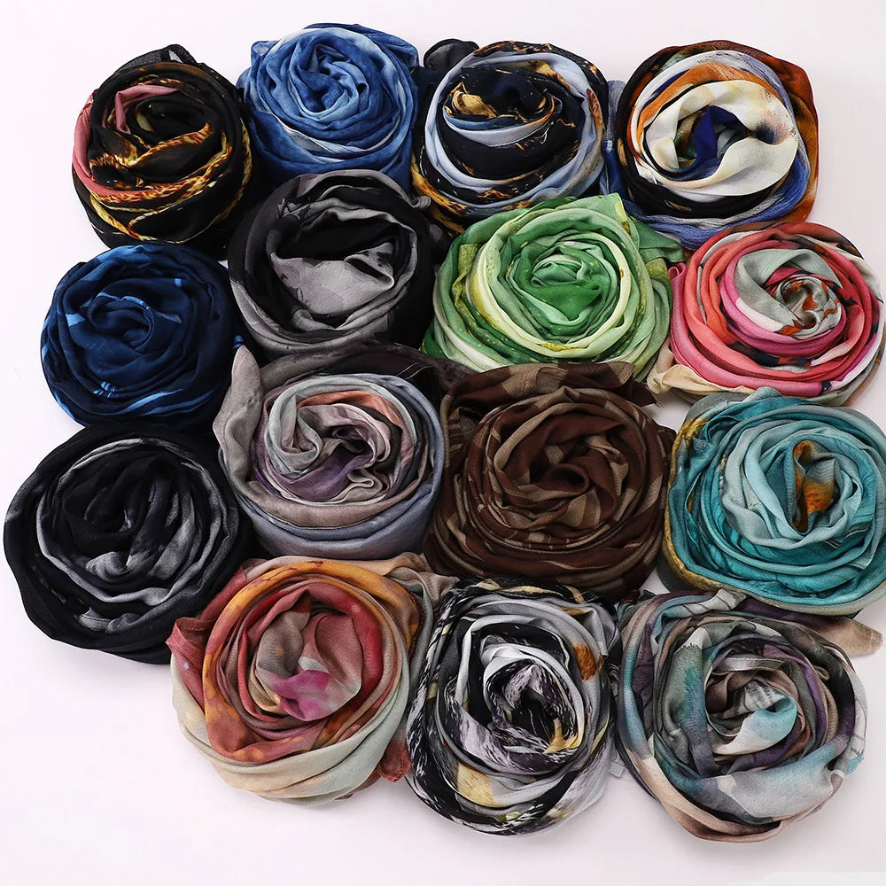 Premium Printed Rayon Modal Hijabs Cotton Hijab Scarf for Women Wraps and Shawls Musulman Headband Islamic Ramadan Turban