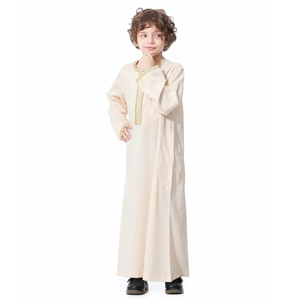 Muslim Saudi Arab Boys Robe Kids Abaya Kaftan Prayer Islam Ramadan Clothing Long Sleeve Thobe Middle East Teenage Dress Dubai