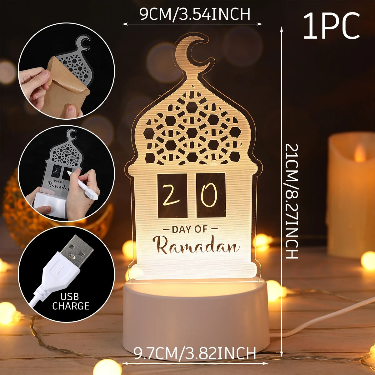 3D Led Lamp Ramadan Night Light Led Moon Star Eid Bedroom Decoration Light Ornament Ramadan Decoration For Home