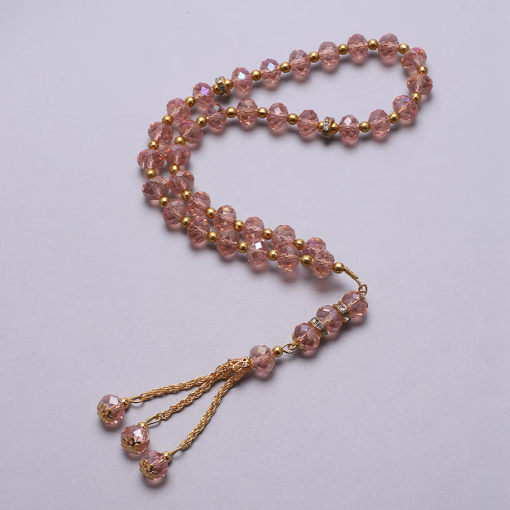 10mm 33pcs Crystal Glass Round Beads Turkish Style Muslim Rosary Islamic Prayer Bead Bracelet For Women Jewelry Accessories Gift