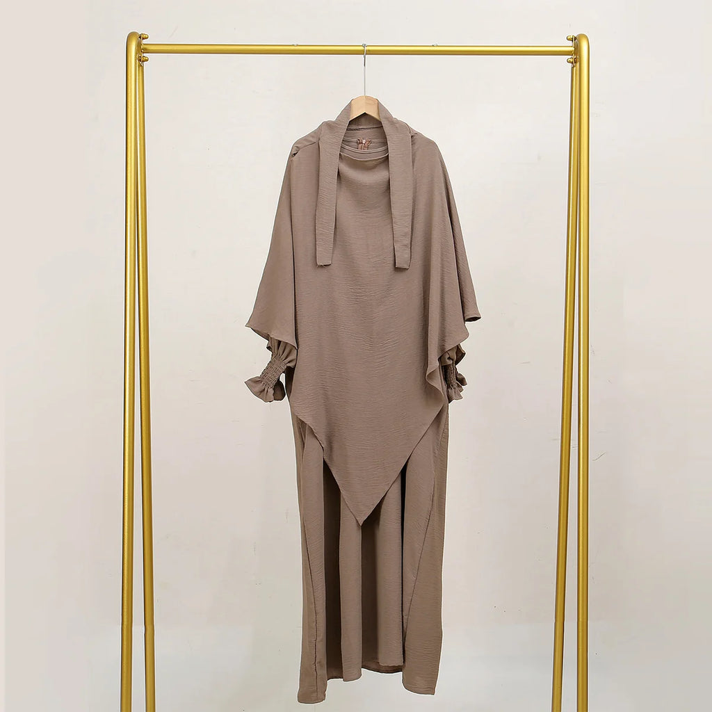 Two Piece Jilbab Prayer Set Abaya for Woman Batwing Hijab Dress Muslim Kimono Kaftan Robe Long Khimar Islam Cloth Jilbab Ramadan