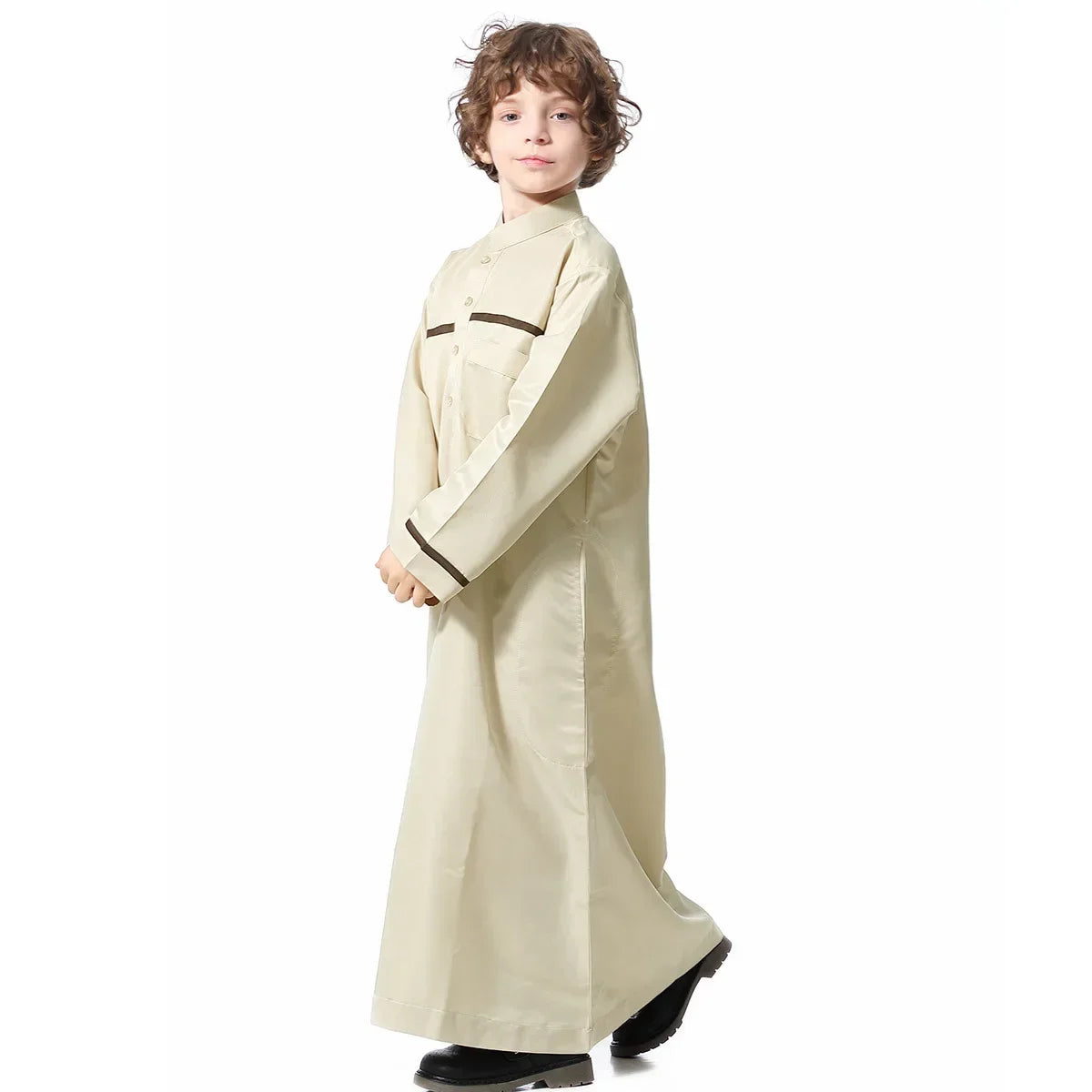 Muslim Saudi Arab Boys Robe Kids Abaya Kaftan Prayer Islam Ramadan Clothing Long Sleeve Thobe Middle East Teenage Dress Dubai