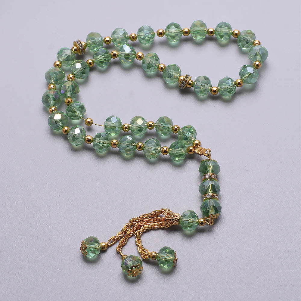 10mm 33pcs Crystal Glass Round Beads Turkish Style Muslim Rosary Islamic Prayer Bead Bracelet For Women Jewelry Accessories Gift