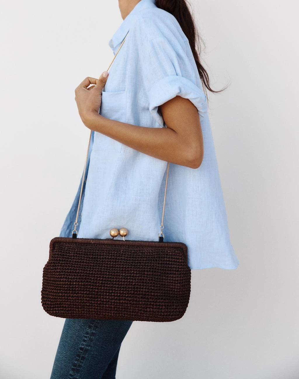 New Handwoven Raffia Shoulder Bag, Women's Staw Crossbody Bag Vacation Clip Bag Clutchs, Summer Luxury Design Baguette Bag