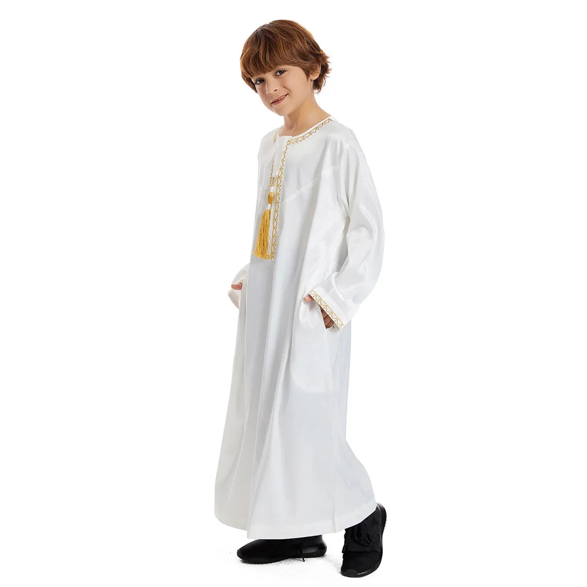 Eid Muslim Children Abaya Ramadan Jubba Prayer Thobe Boy Kids Abayas Islam Long Robe Gown Kaftan Dubai Arab Tassel Dishdasha
