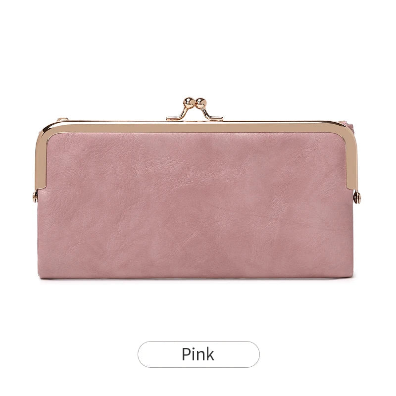 Solid Color Multi Functional Long Wallet, Vintage Clutch Coin Purse, Women's Card Holder Zipper Wallet