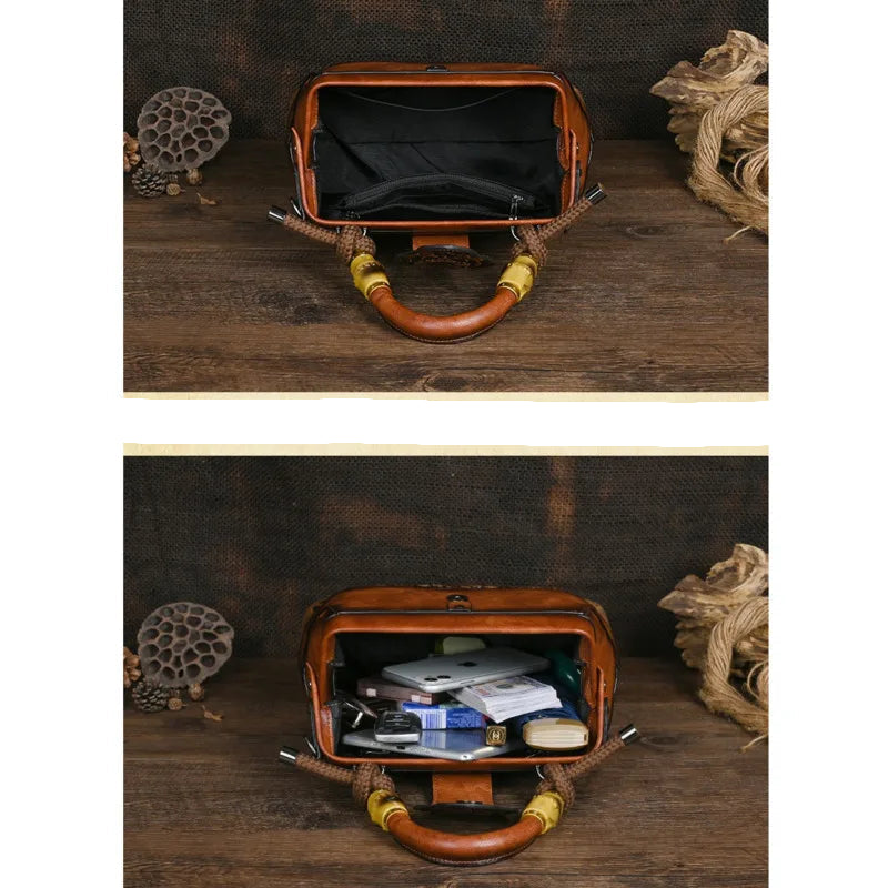 Luxury Handbags For Women Leather Shoulder Bags 2025 New Vintage Carved Ladies Hand Bags Designer Luxury Bag
