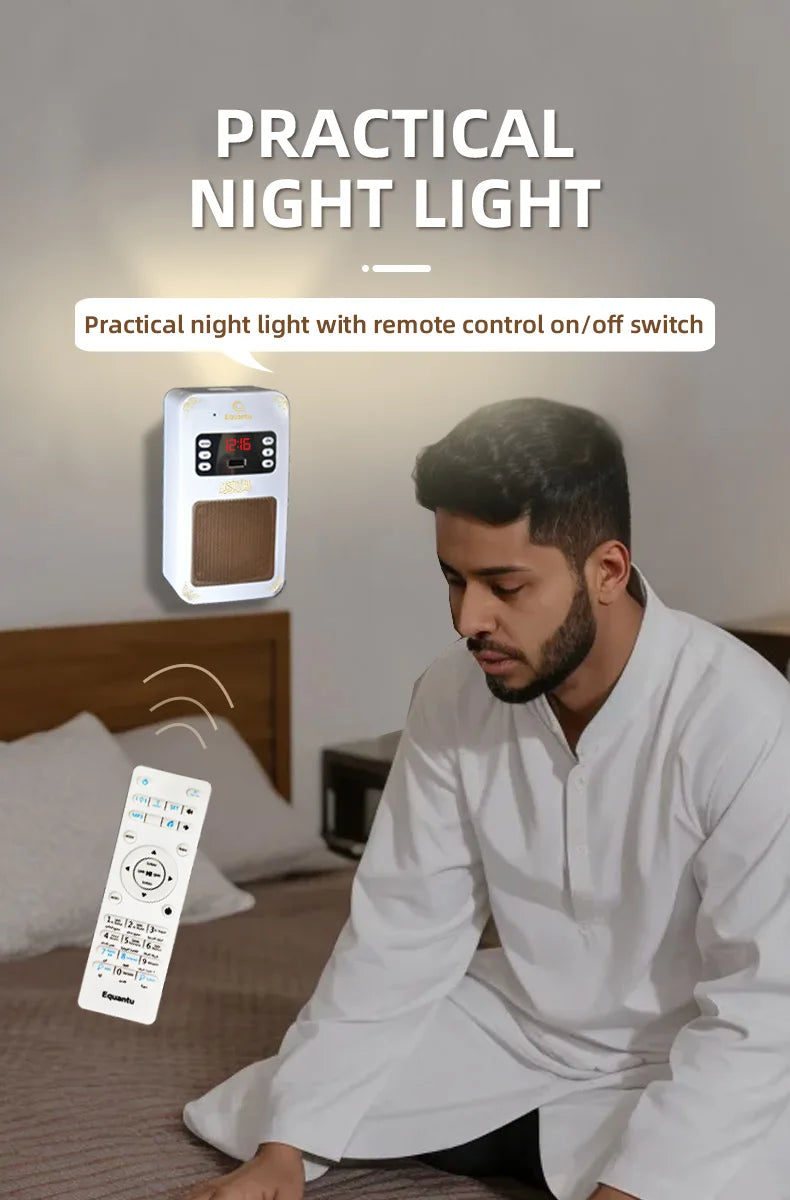 Azan Quran Muslim Koran Bright Bluetooth Speaker Portable Night Light Holy Lamp Wall Plug Clock Sound Wireless Home Caixa De Som
