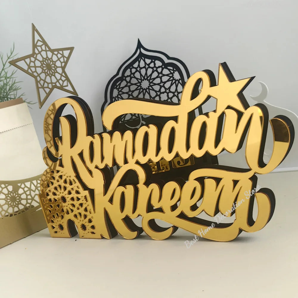 Ramadan Bismillah Acrylic Wooden Ornament Eid Mubarak Home Decoration Islamic Muslim Party Supplies Alhamdulillah Mashallah 2025