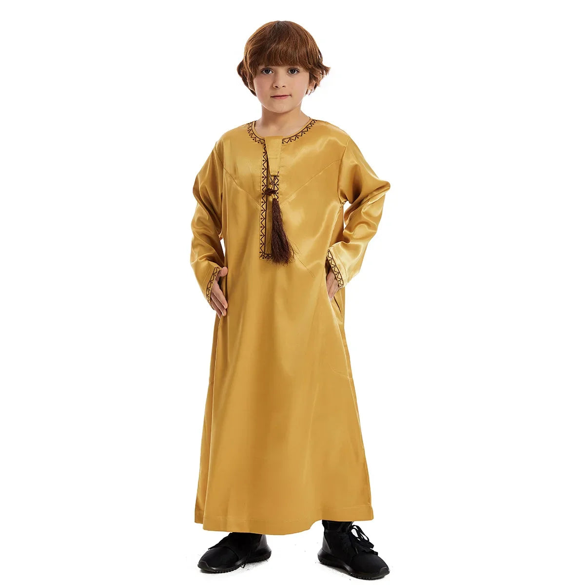 Eid Muslim Children Abaya Ramadan Jubba Prayer Thobe Boy Kids Abayas Islam Long Robe Gown Kaftan Dubai Arab Tassel Dishdasha