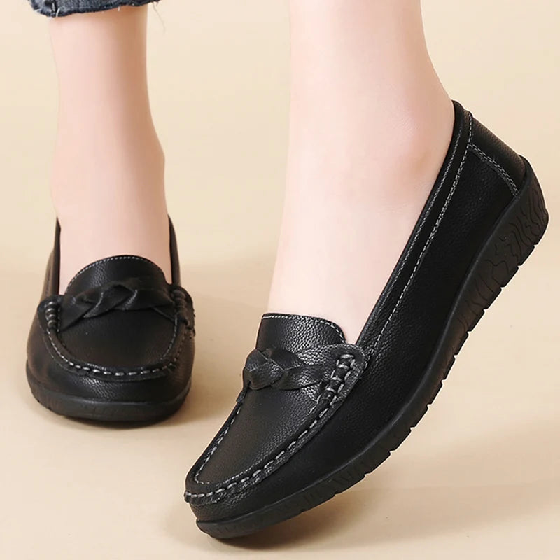 Women Shoes Soft Leather Women's Loafer  New Flats Slip On Casual Shoes Flat Shoes Women White Footwear Zapatos De Mujer