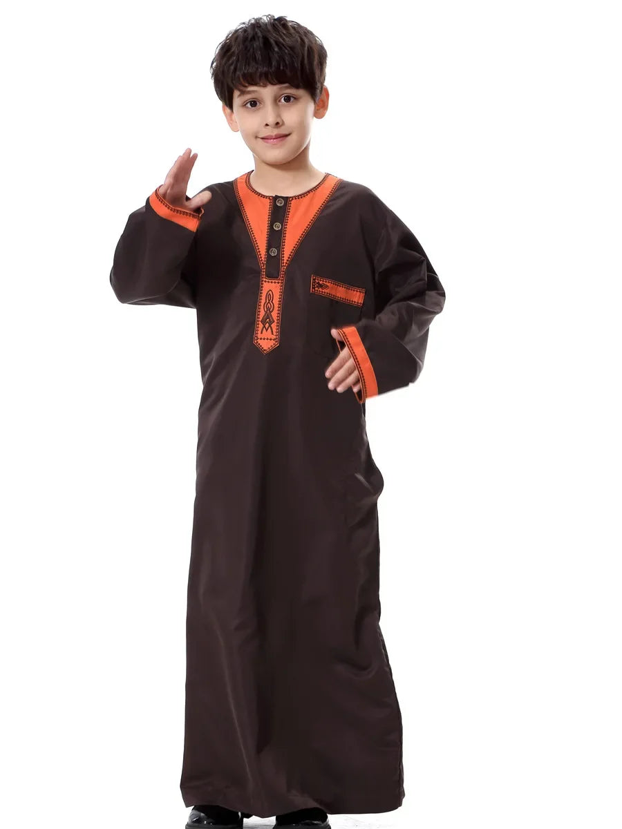 Eid Muslim Kids Abaya Jubba Thobe Dress Kimono Boy Thobe Thawb Caftan for Children Ramadan Long Robes Dress Dubai Arab 2026