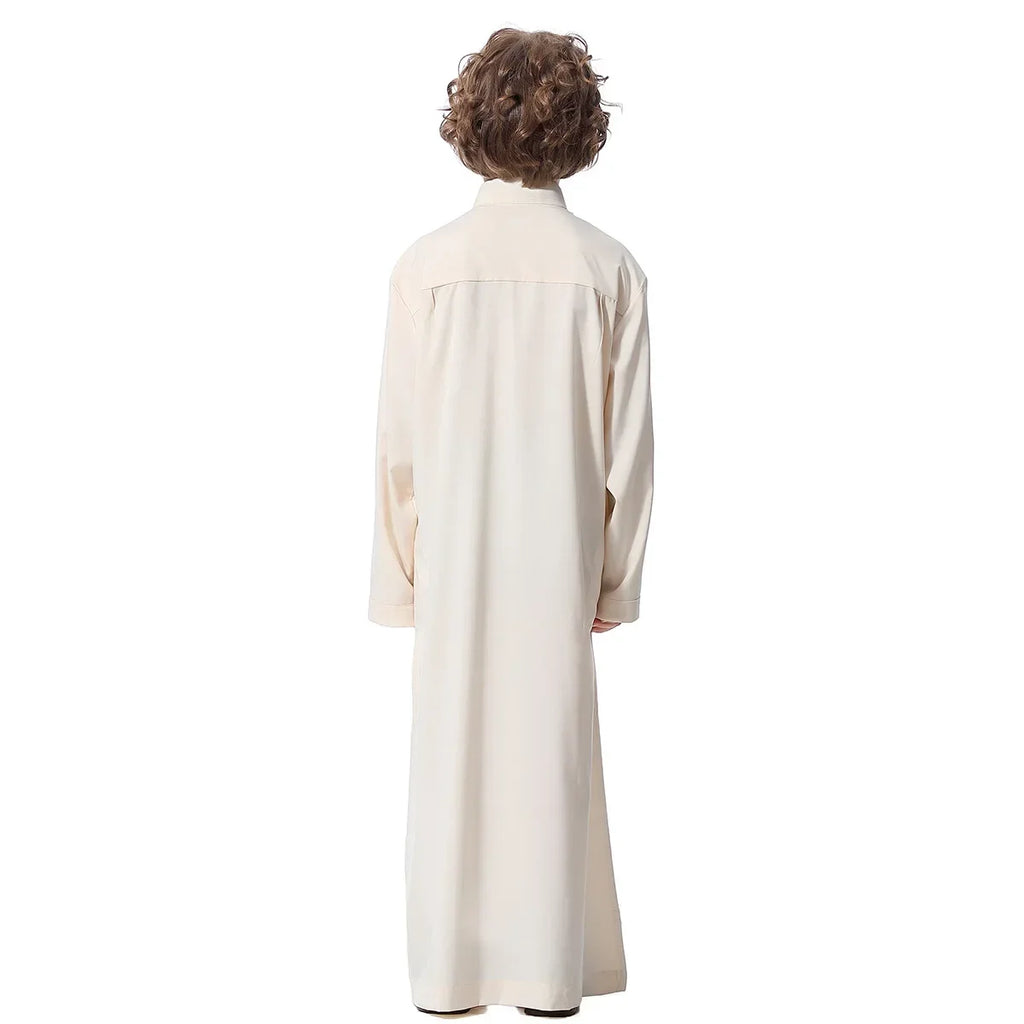 Muslim Saudi Arab Boys Robe Kids Abaya Kaftan Prayer Islam Ramadan Clothing Long Sleeve Thobe Middle East Teenage Dress Dubai