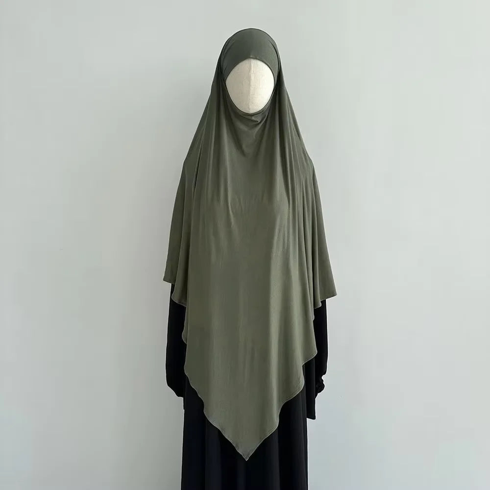 Premium Cotton Jersey Khimar Stretchy Lightweight Breathable One Layer Islam Muslim Women Eid Ramadan Long Prayer Hijab Khimar