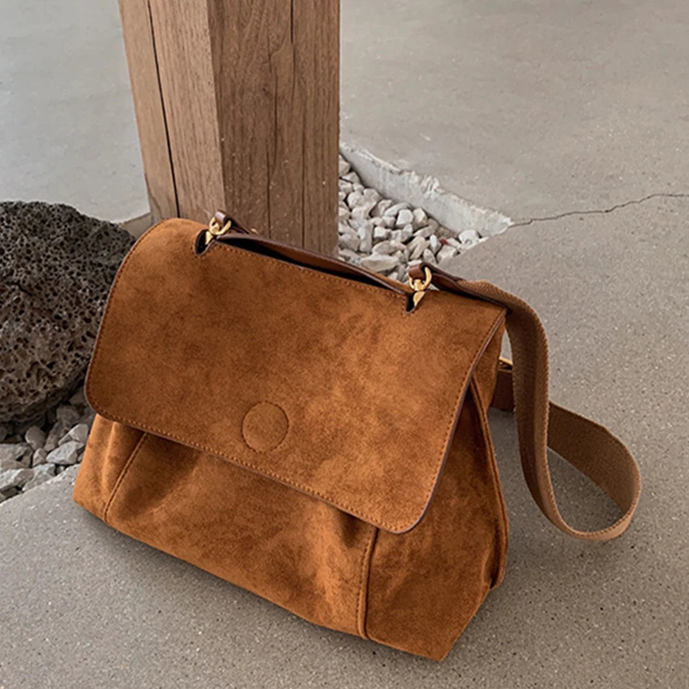 Women Vintage Crossbody Bag PU Leather Daily Shoulder Purse Large Capacity Casual Crossbody Bag Ladies Commute Bag