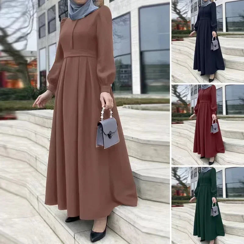 Dress Women Maxi Long Dress Casual Solid Eid Mubarek Ramadan Sundress