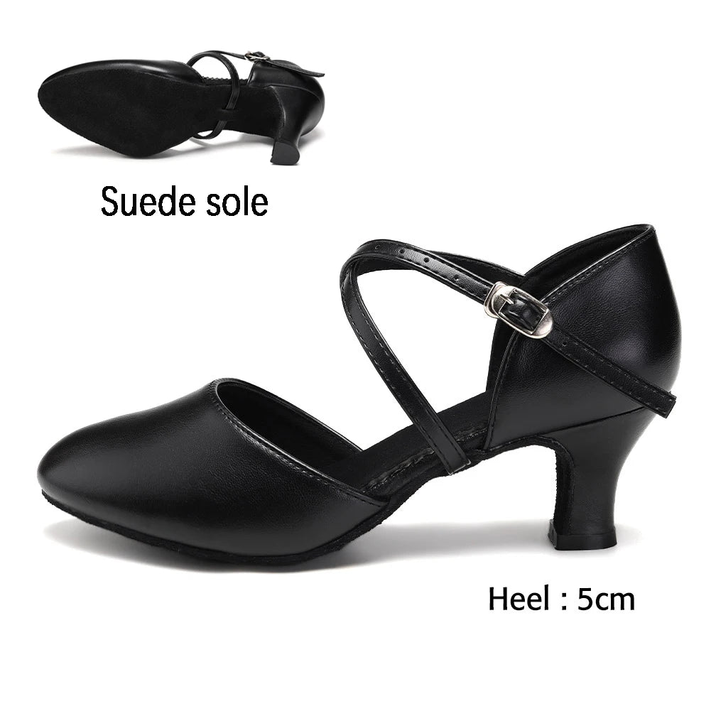 Women Dance Shoes Latin Party Tango Jazz Elegant Dancing Shoes Lace-up Suede Sole Closed Toe Microfiber Leather 7 Colors