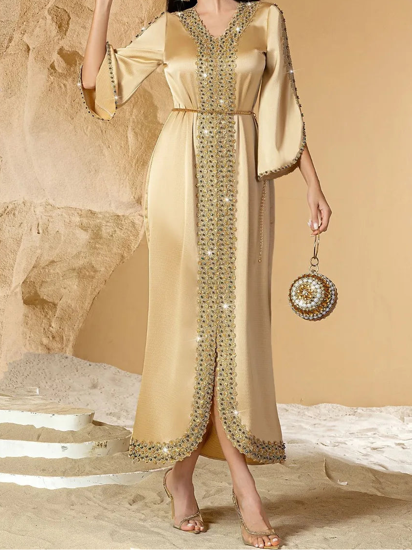 Dress for Women  Jalabiya Lace Diamond Party Dresses Abaya Long Robe Morocco Dubai Kaftan Vestidos Largos 2025