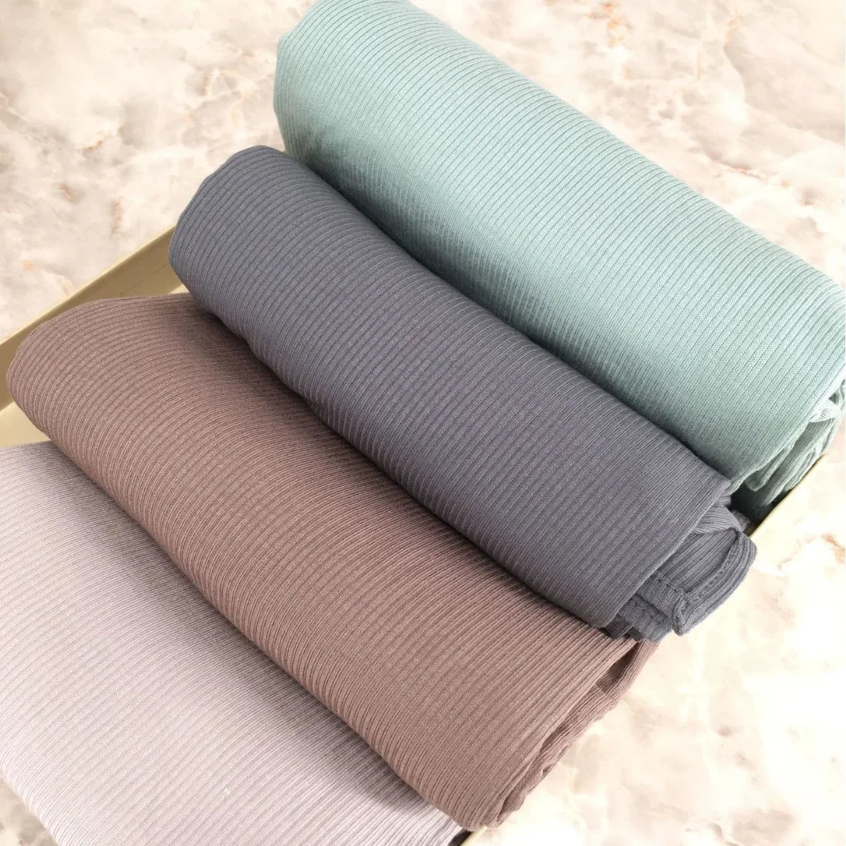 Premium Bamboo Ribbed Jersey Hijab Scarf for Women Elastic Breathable Thread Knitted Scarf Women Soft Striped Headscarf Bandana