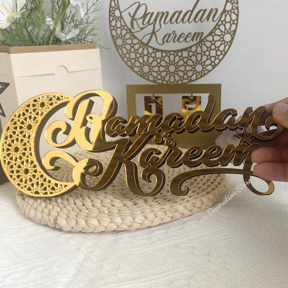 Ramadan Bismillah Acrylic Wooden Ornament Eid Mubarak Home Decoration Islamic Muslim Party Supplies Alhamdulillah Mashallah 2025