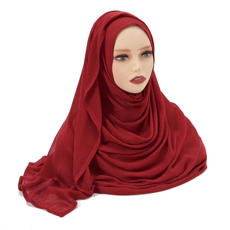 Rayon Viscose Muslim Woman Hijab Cotton Plain Musulman Scarves Solid Islamic Shawls and Wraps Soft Women's Turban Headband Veil