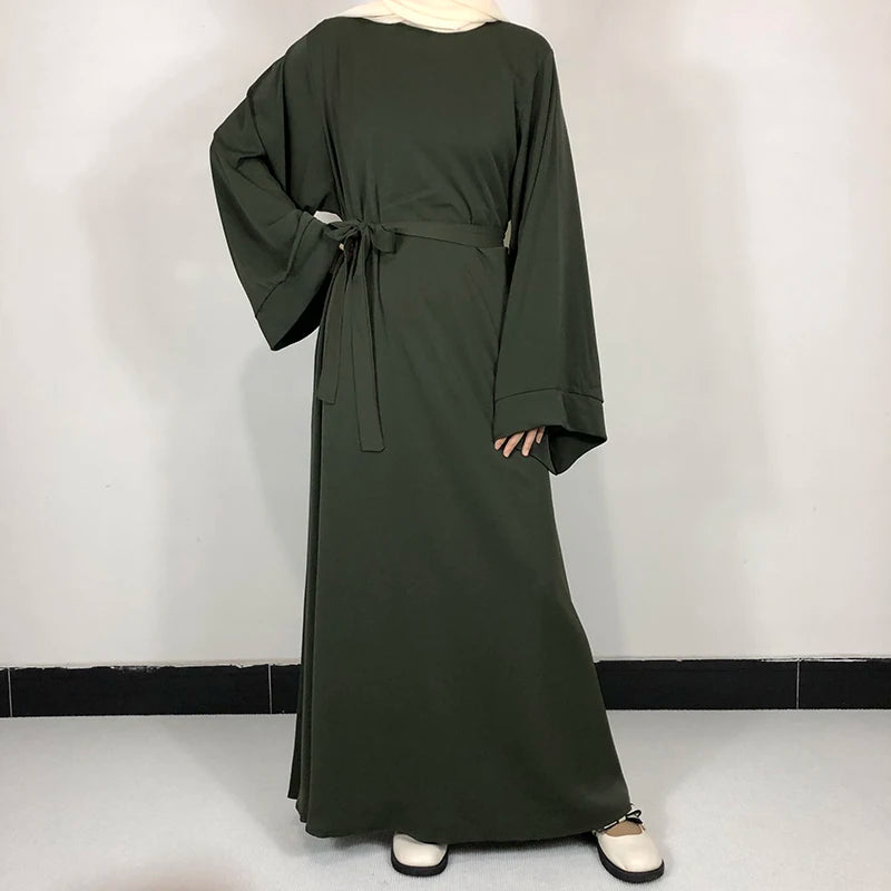 15 Colors Basic Plain Nida Abaya With Free Belt High Quality Muslim Women Modest Simple Dress EID Ramadan Islamic Clothing