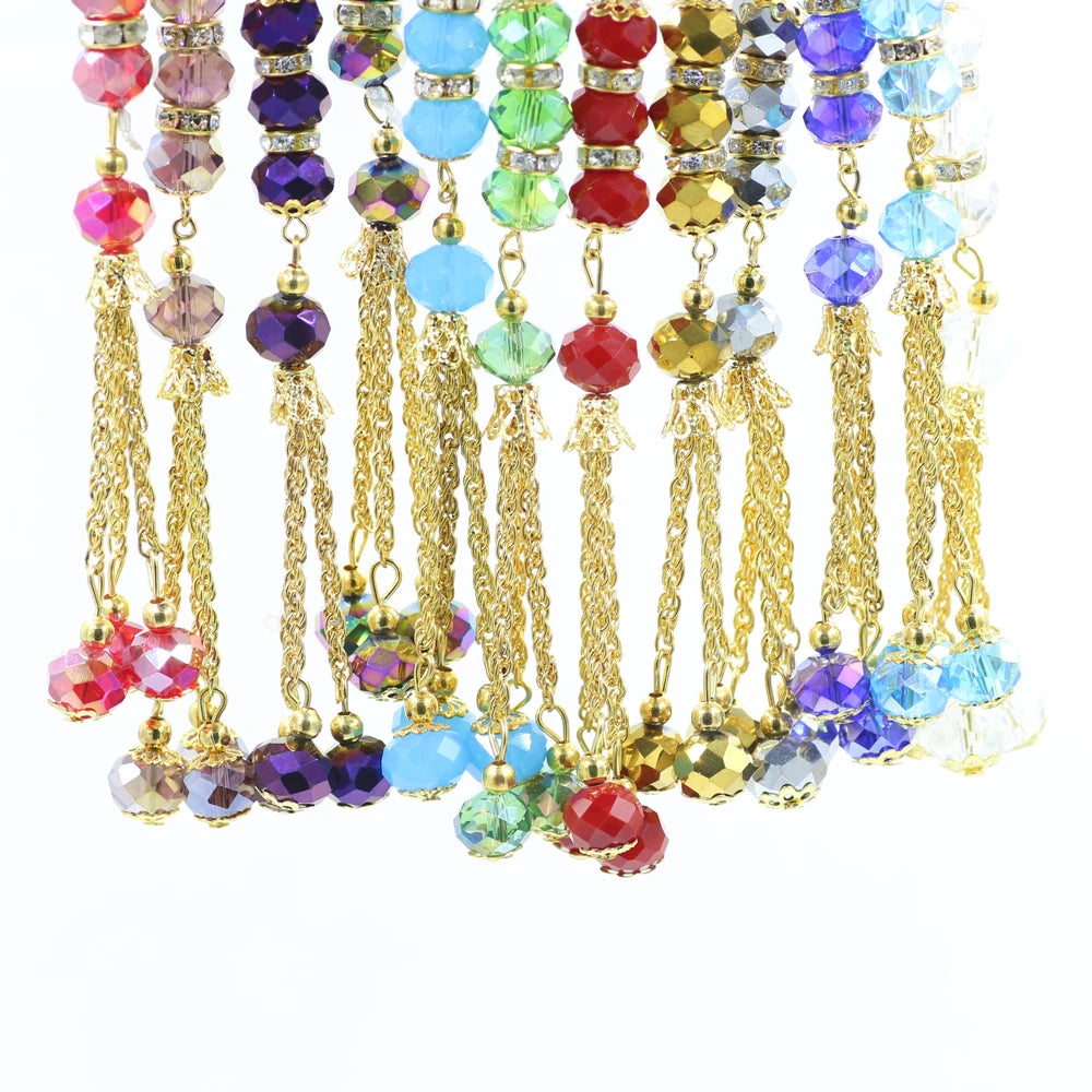 10mm 33pcs Crystal Glass Round Beads Turkish Style Muslim Rosary Islamic Prayer Bead Bracelet For Women Jewelry Accessories Gift