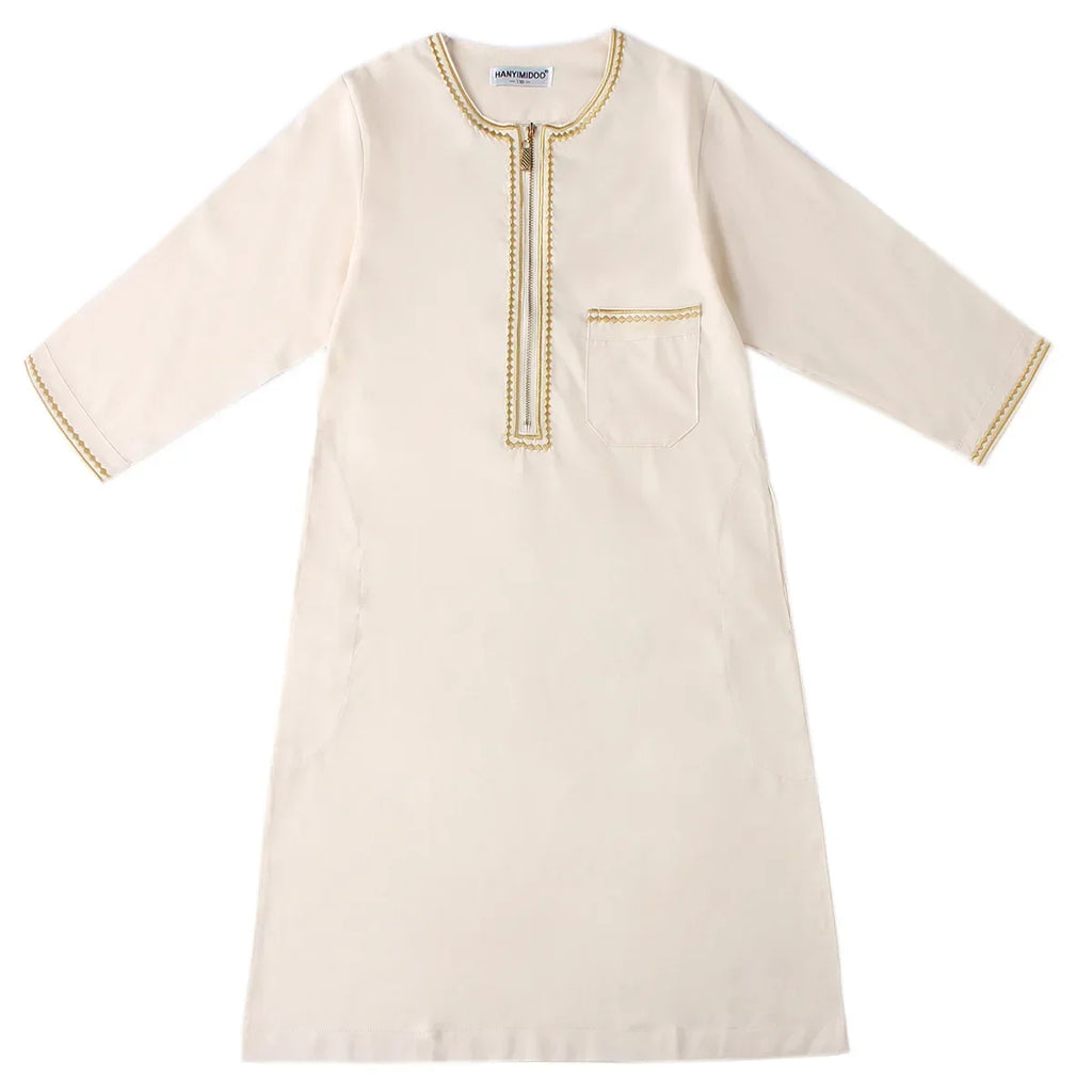 Muslim Saudi Arab Boys Robe Kids Abaya Kaftan Prayer Islam Ramadan Clothing Long Sleeve Thobe Middle East Teenage Dress Dubai
