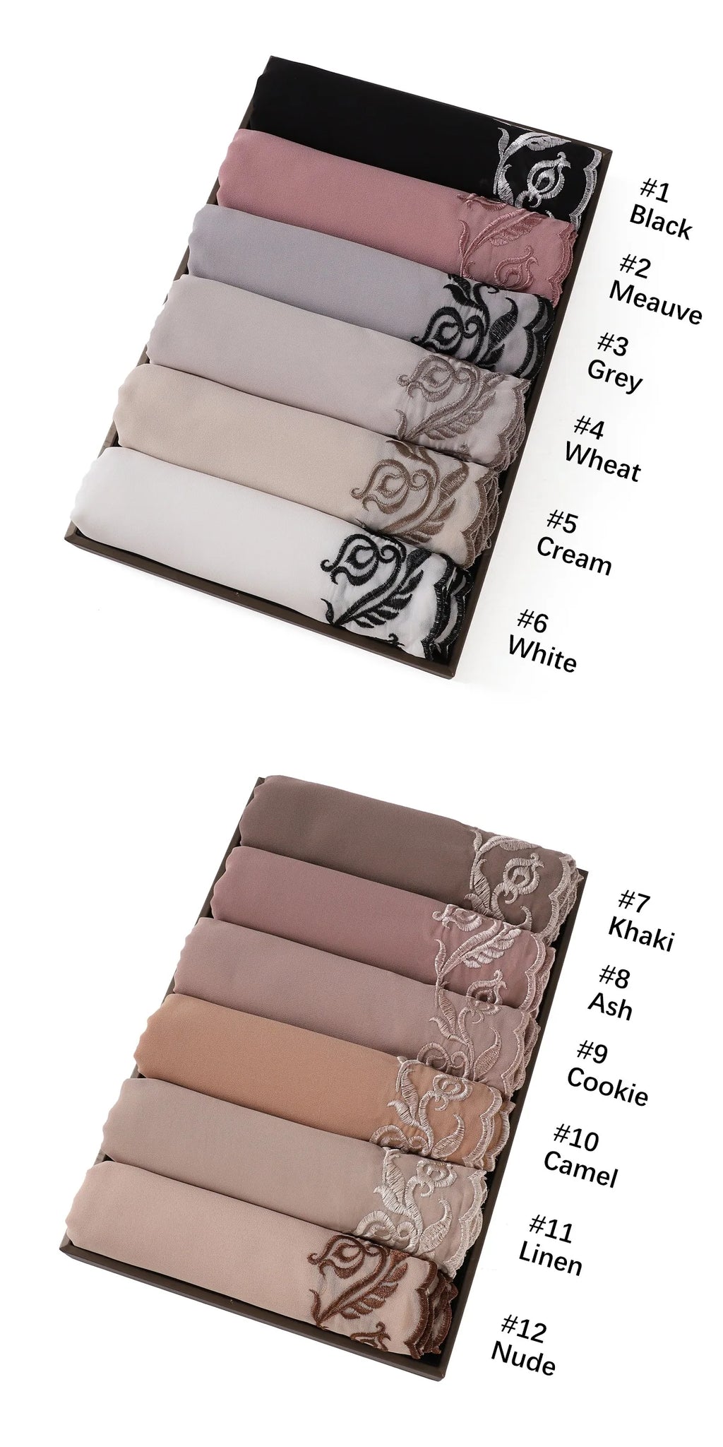 Embroidery Lace Chiffon Hijabs for women Vine Heavy Pearl Industry Edge Long Scarf Light Scarf Headscarf Shawl Turban Ramadan