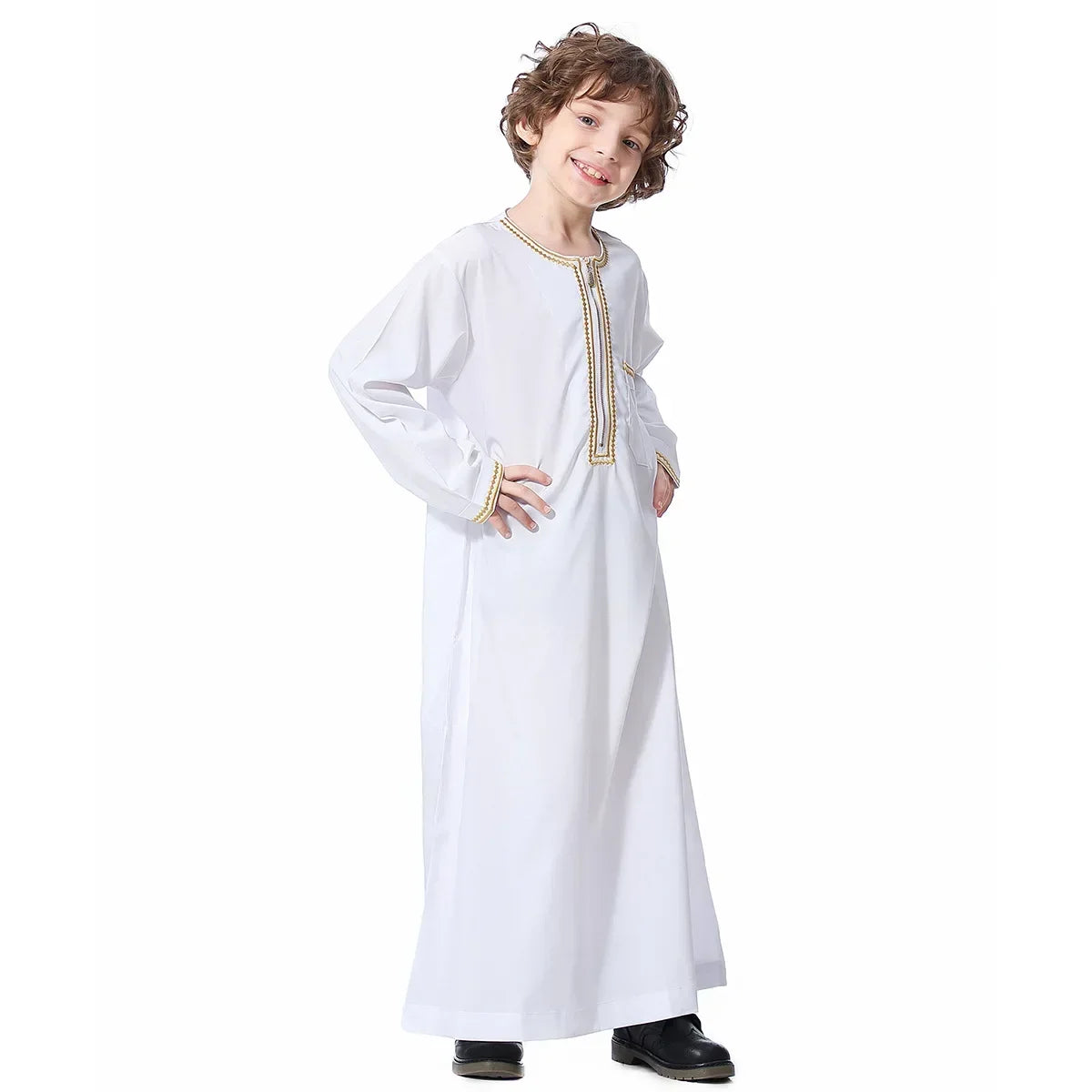 Muslim Saudi Arab Boys Robe Kids Abaya Kaftan Prayer Islam Ramadan Clothing Long Sleeve Thobe Middle East Teenage Dress Dubai