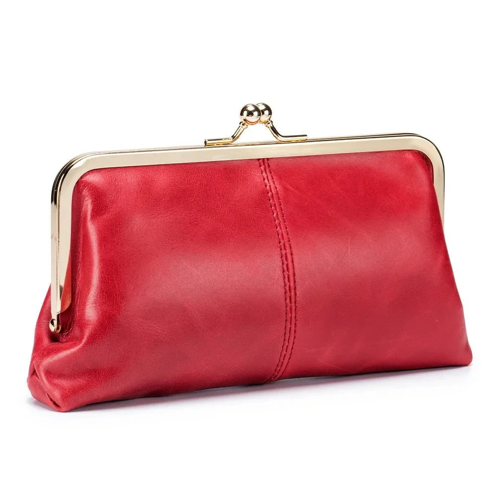 Vintage Long Genuine Leather Clutch Wallet Women's European American Handbag Oil Wax Skin Large Capacity Wholesale