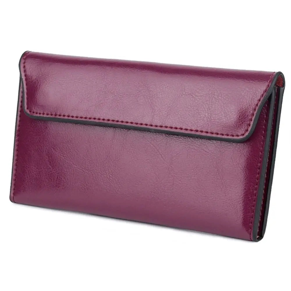 Slim Genuine Leather Women Long Wallet Large Capacity Female Coin Purse Portable Clutch Bag Cowhide Wallet for Women