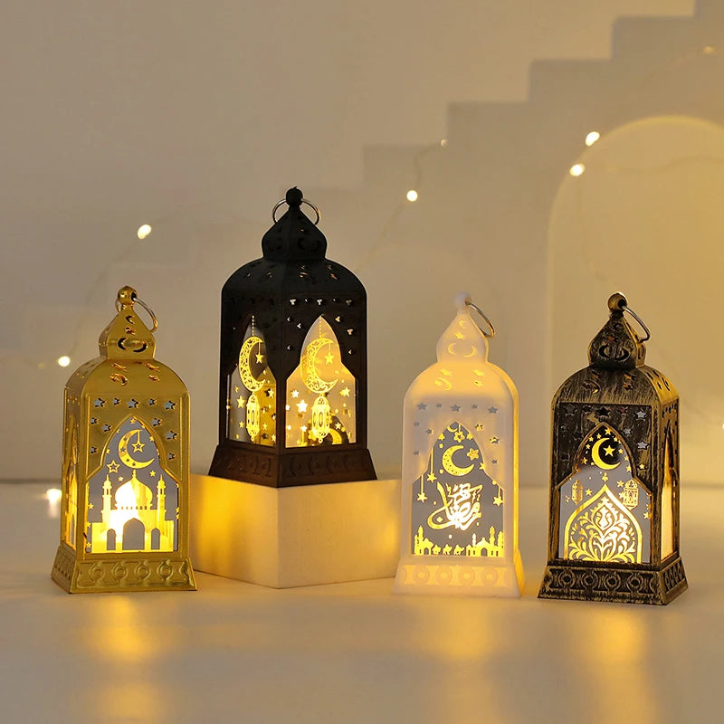 Creative Eid Mubarak Candle Lamp Ramadan Crescent Moon and Star Night Light Islamic Muslim Party Decor Eid Party Supplies