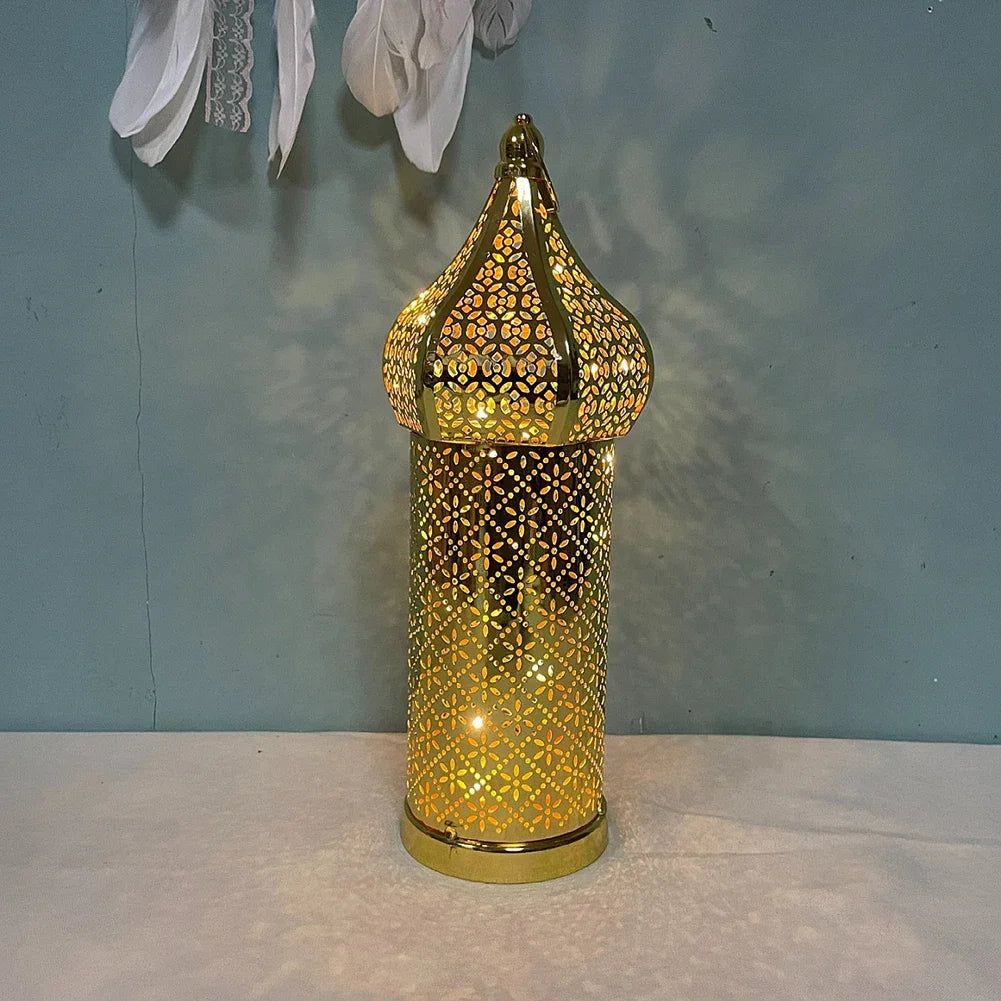 Moroccan Golden Hollow Iron Lantern Ramadan Home Decoration Light Ornaments Gold Lanterns Moroccan Home Crafts Decoration