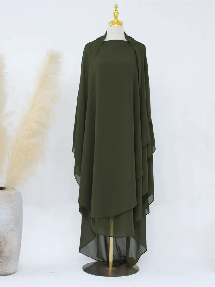 Ramadan Eid Dubai Chiffon Niqab Maxi Khimar Abaya Damen Islam Muslim Hijab Dress Abayas For Women Kebaya Hijabs Femme Musulmane