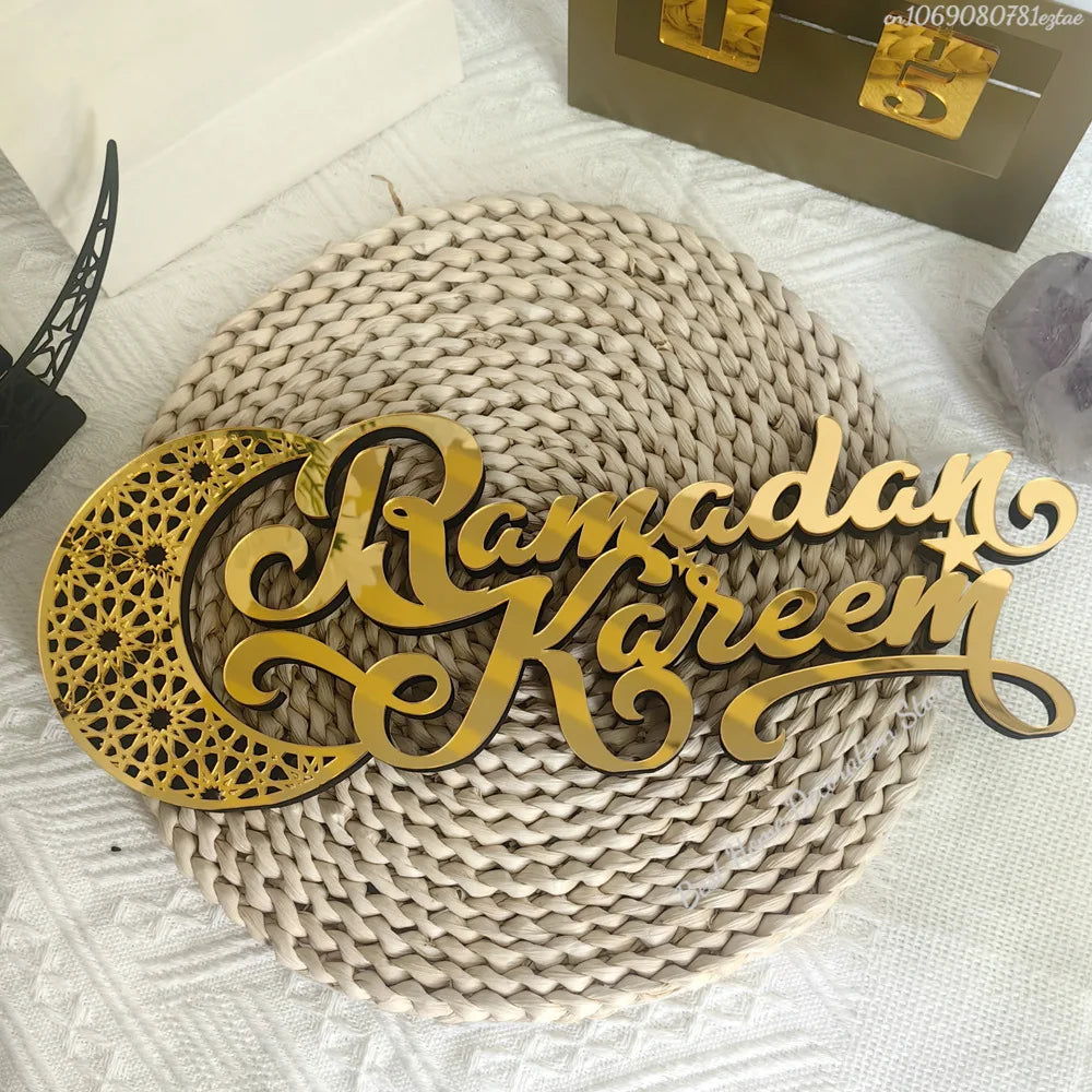 Ramadan Bismillah Acrylic Wooden Ornament Eid Mubarak Home Decoration Islamic Muslim Party Supplies Alhamdulillah Mashallah 2025