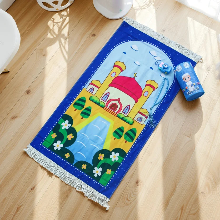 Kids Prayer Rug Best Muslim Gift Romadan Gift Children Portable 4pcs set ﻿