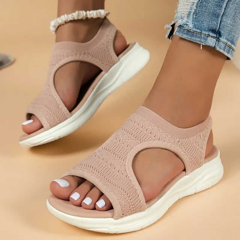 Women's Shoes Summer Comfortable Casual Sports Sandals Women's Beach Wedge Sandals Women's Mesh Knitted Roman Sandals