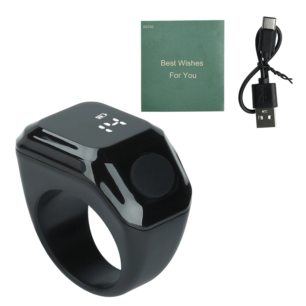 Smart Ring Counter Bluetooth APP Control OLED Display Silent Touch Type-C Rechargeable Muslims Zikr Ring Prayer Finger Counter