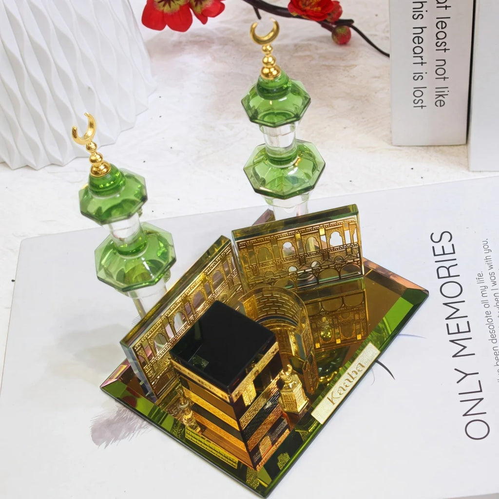 Muslim Kaaba Clock Tower Model Desktop Car Ornament Islamic Home Decor  Islamic Architecture Crystal Collectible Figurines