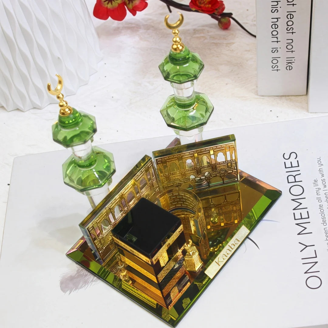 Muslim Kaaba Clock Tower Model Desktop Car Ornament Islamic Home Decor  Islamic Architecture Crystal Collectible Figurines
