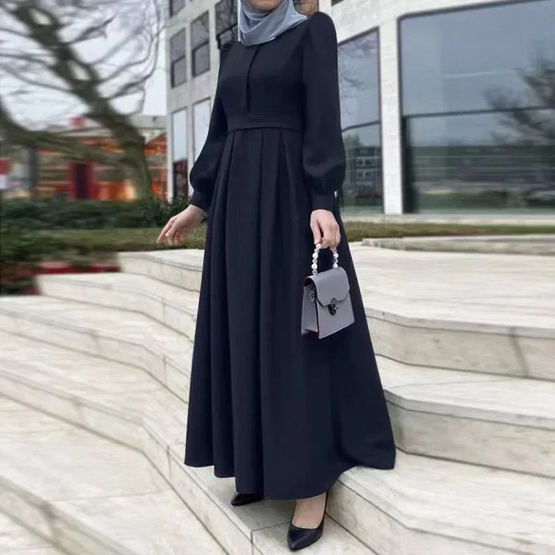 Dress Women Maxi Long Dress Casual Solid Eid Mubarek Ramadan Sundress
